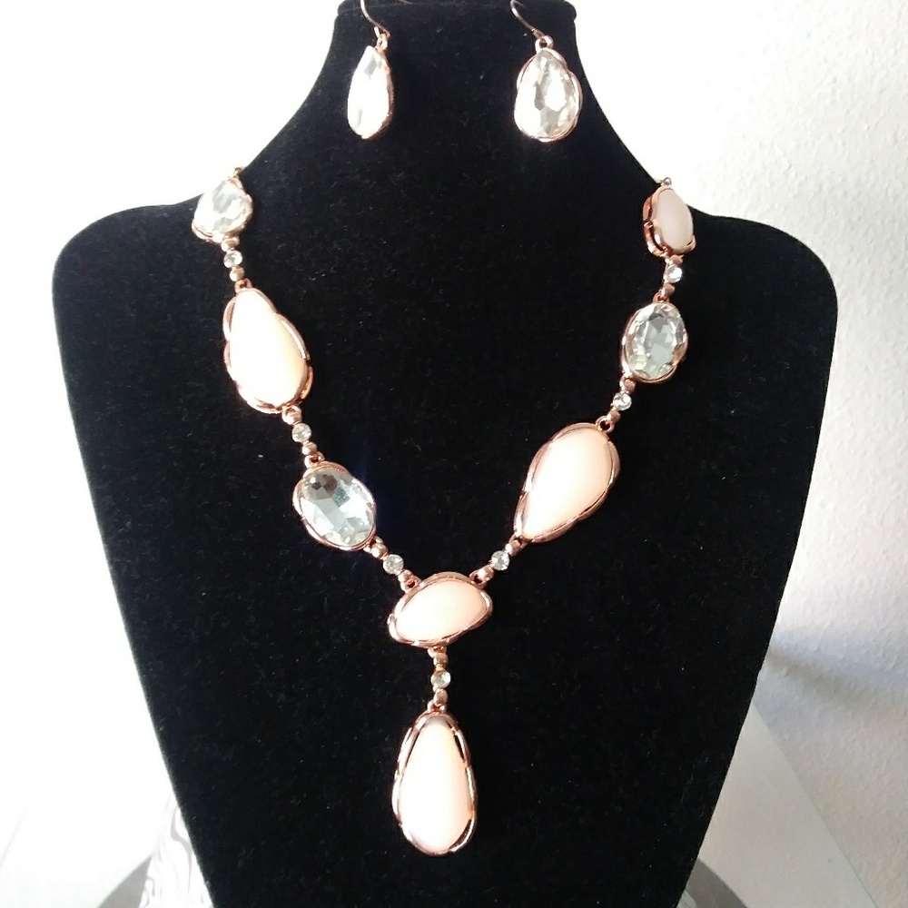 Pink faux rose quartz necklace